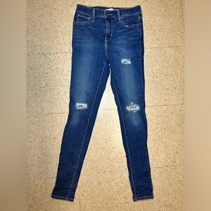 Levi's Women 720 High‎ Rise Super Skinny Jeans Denim Dark Wash Distressed 26x30